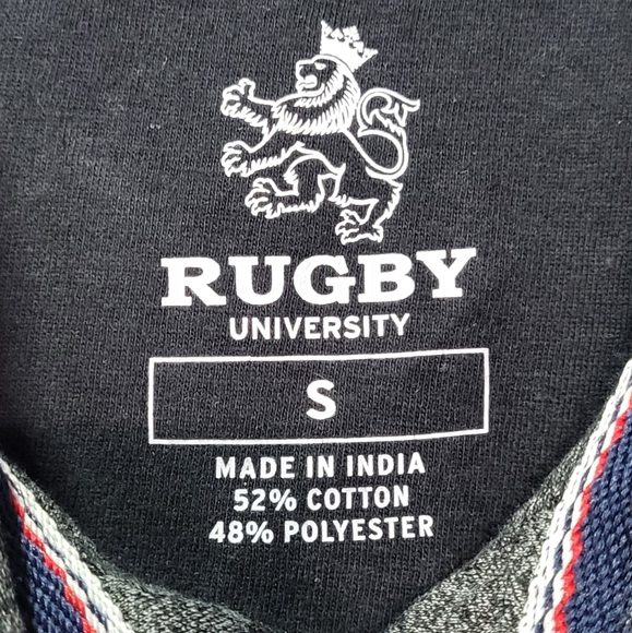 Rugby University Men's Gray Short Sleeve Polo Shirt Comfort Fit Size Small EUC - Picture 3 of 6